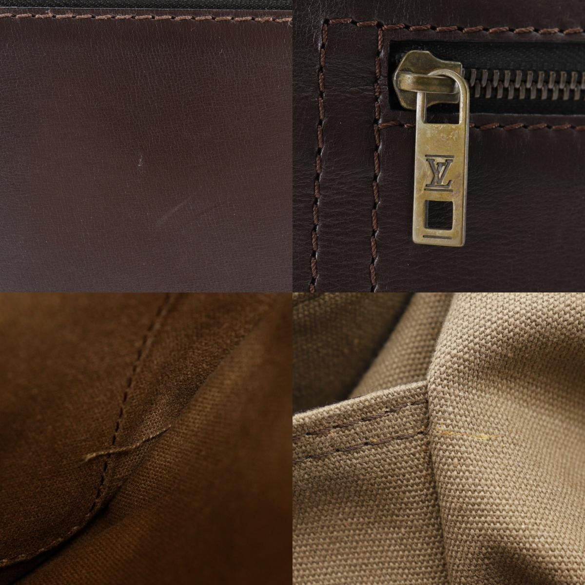 Louis Vuitton Sac Plat Crossbody Bag Utah Leather, BROWN, LEATHER, Shoulder bag