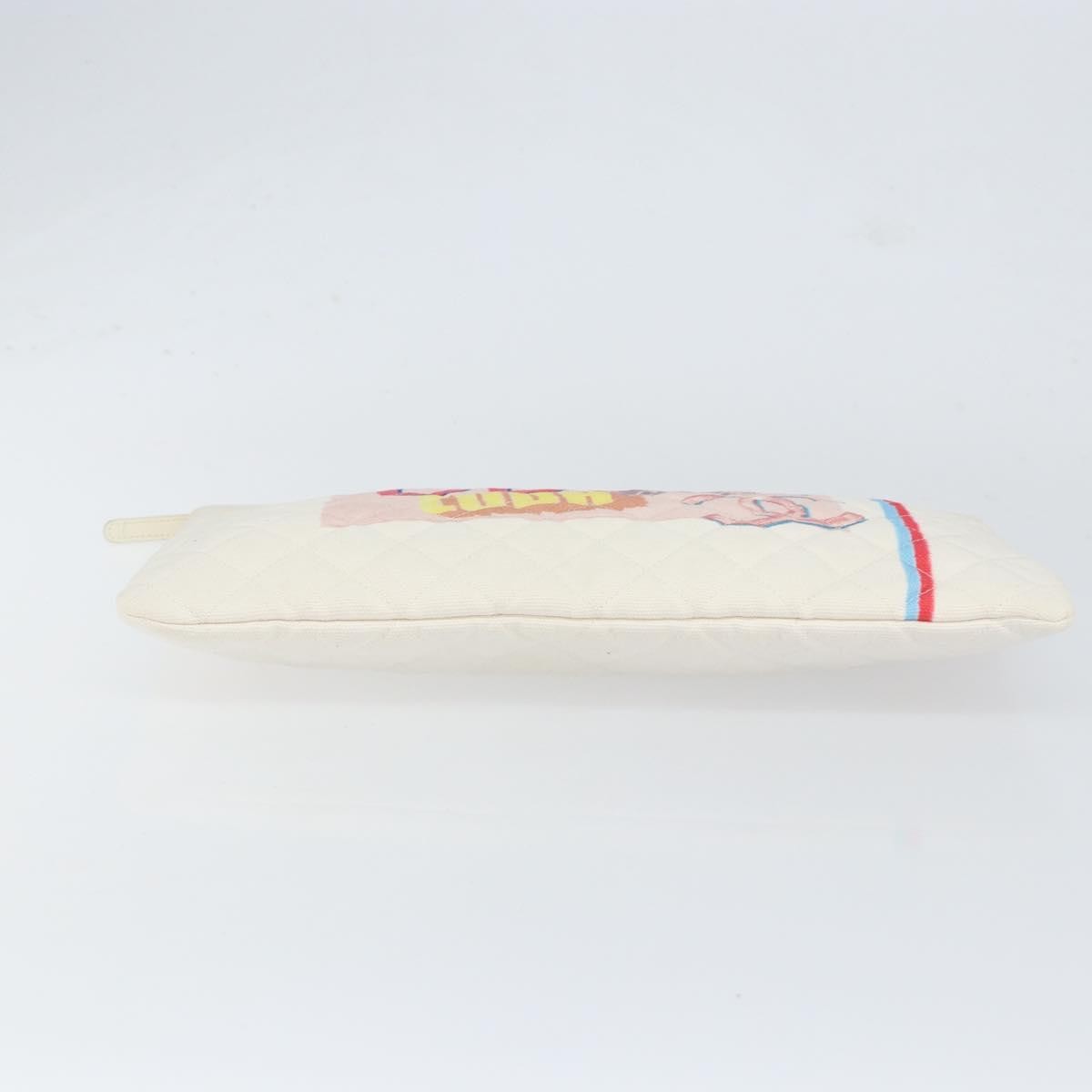 Chanel Coco Cuba Pouch Printed Quilted Canvas, WHITE, CANVAS, Clutche & pouche