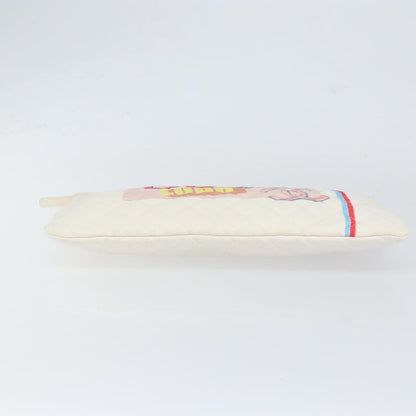 Chanel Coco Cuba Pouch Printed Quilted Canvas, WHITE, CANVAS, Clutche & pouche