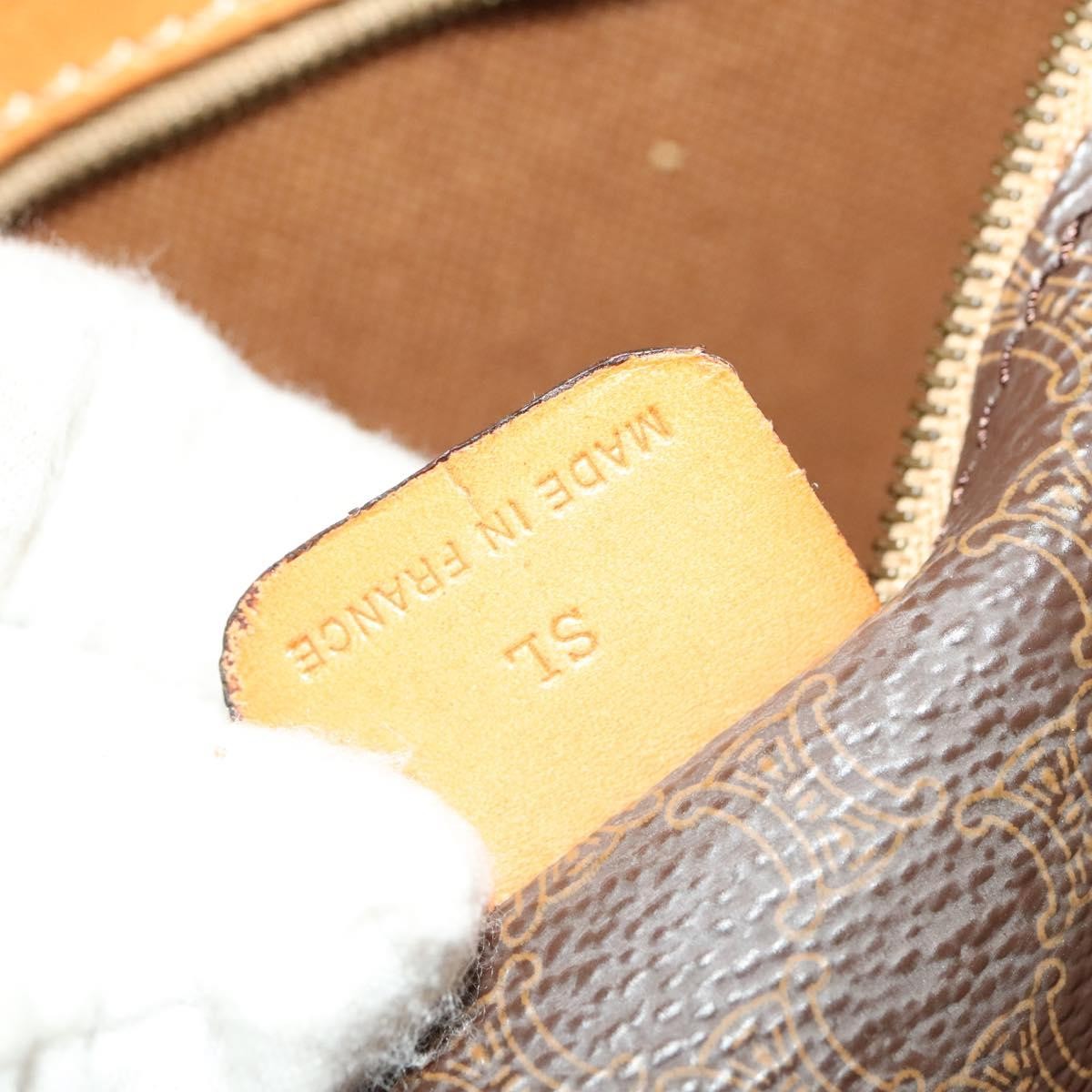 Celine Macadam Handbag Macadam with leather, BROWN, CANVAS, Handbag