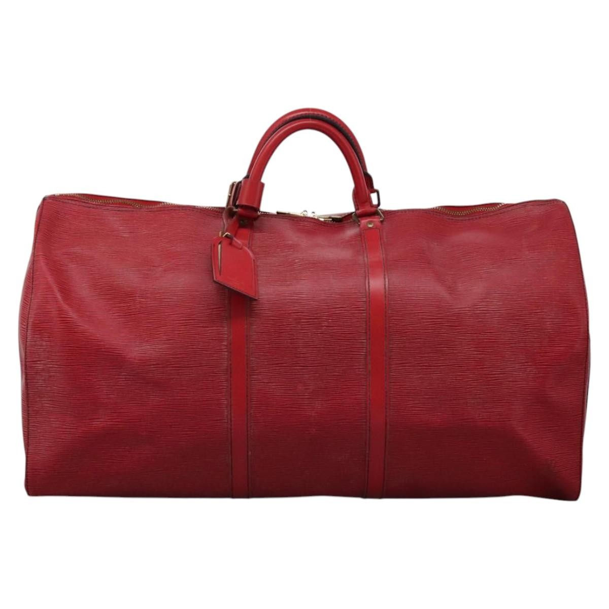 Louis Vuitton Keepall Bag Epi Leather, RED, LEATHER, Travel bag