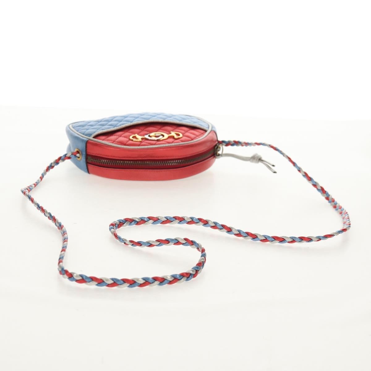 Gucci Trapuntata Camera Shoulder Bag Lambskin, BLUE, LEATHER, Shoulder bag