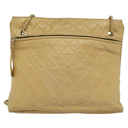 Chanel Vintage Shoulder Bag Leather, Beige, Leather, Shoulder Bag