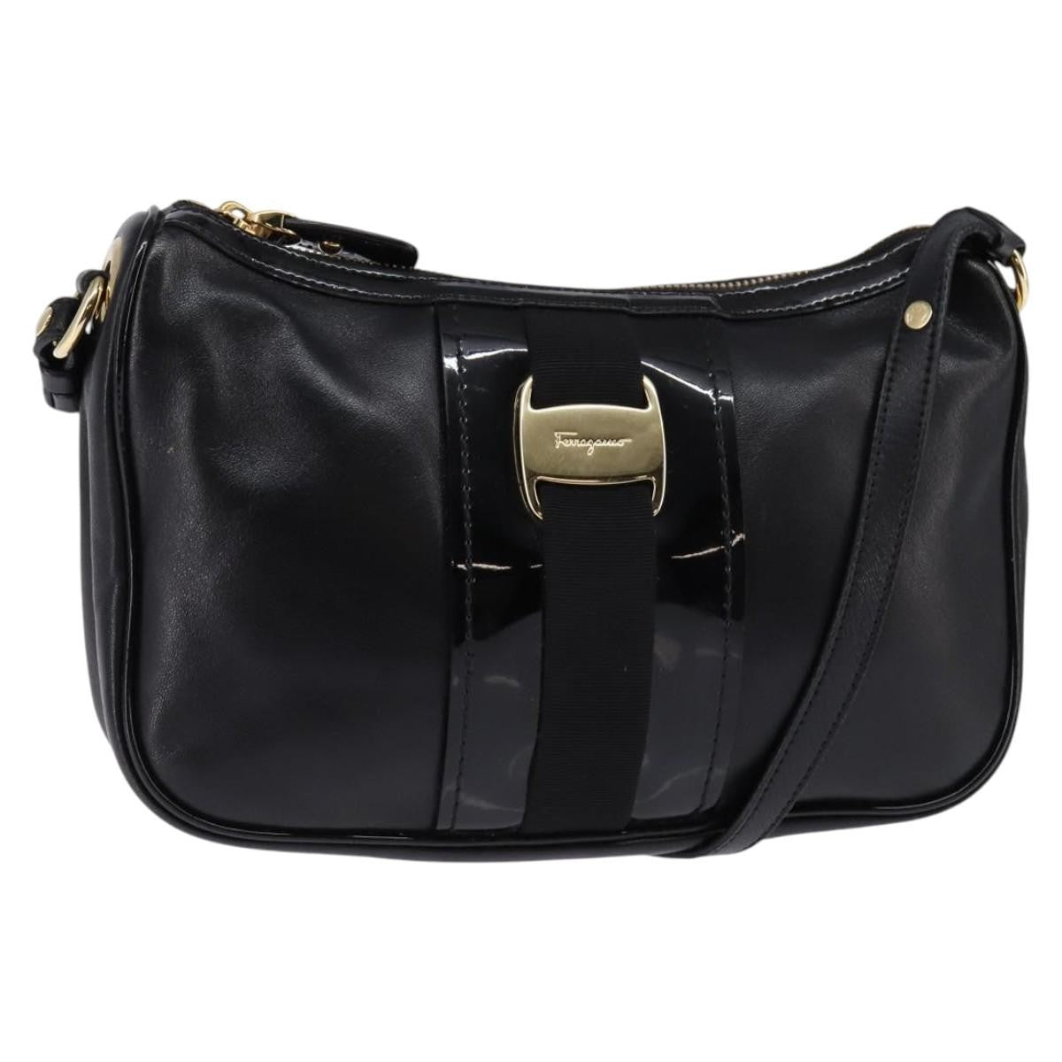 Salvatore Ferragamo Vala Shoulder Bag Leather, BLACK, LEATHER, Shoulder bag