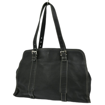 Prada Vintage Tote Leather, BLACK, LEATHER, Tote bag