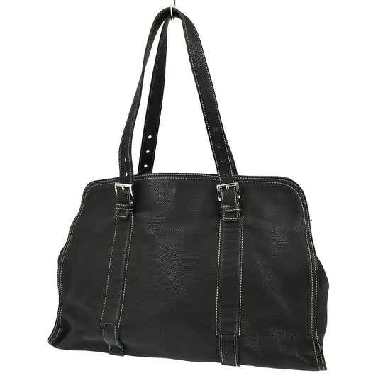 Prada Vintage Tote Leather, BLACK, LEATHER, Tote bag