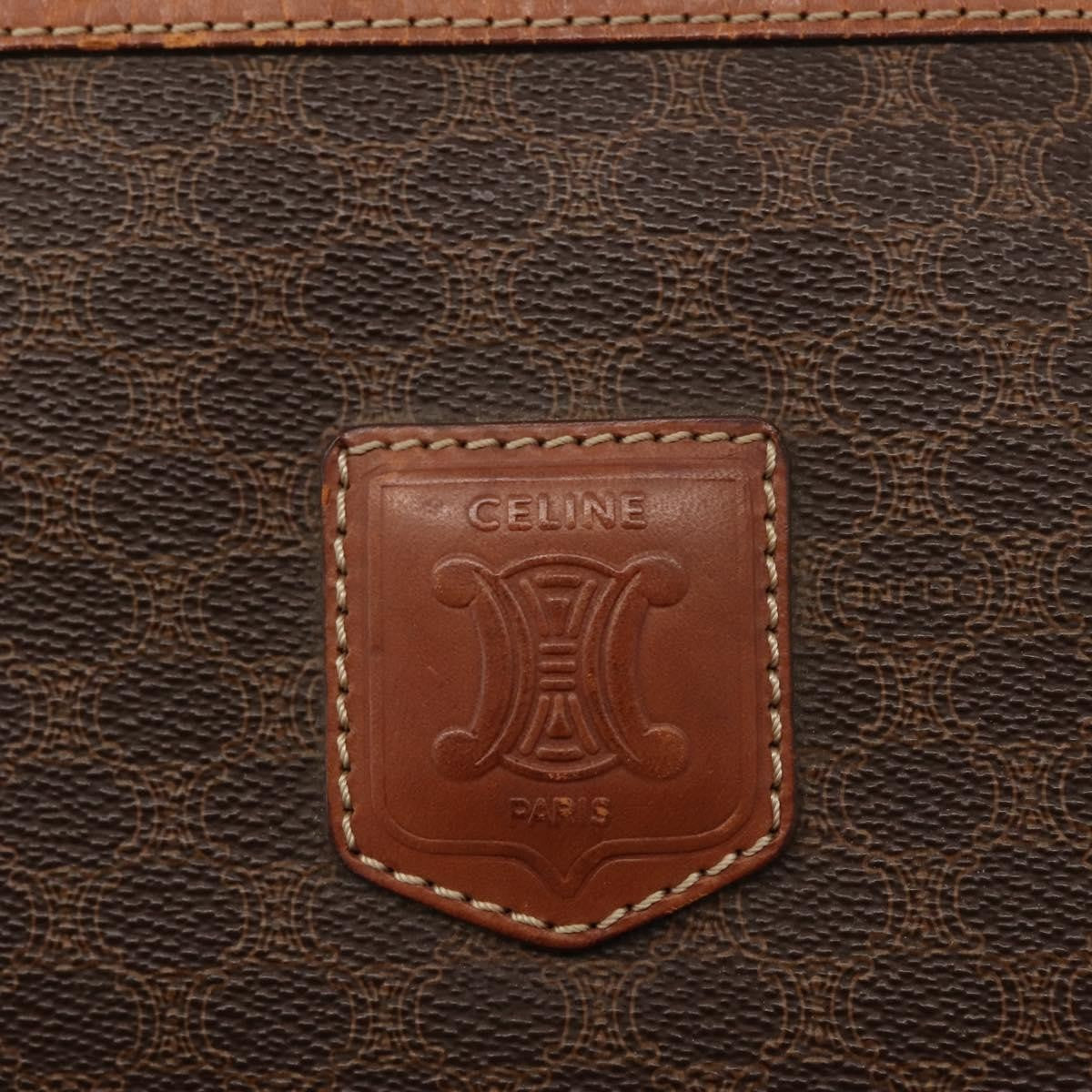 Celine Macadam Pochette Canvas and Leather, BROWN, CANVAS, Clutche & pouche