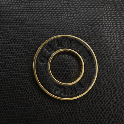 Celine Circle Logo Handbag Leather, BLACK, LEATHER, Handbag