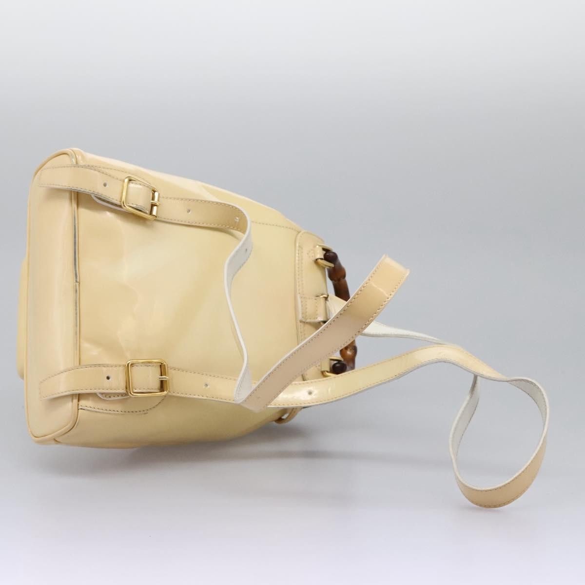 Gucci Vintage Bamboo Backpack Patent, BEIGE, PATENT_LEATHER, Backpack