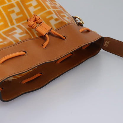Fendi FF Logo Mon Tresor Bucket Bag Canvas, ORANGE, CANVAS, Shoulder bag