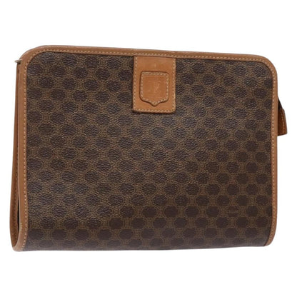 Celine Macadam Pochette Canvas and Leather, BROWN, CANVAS, Clutche & pouche