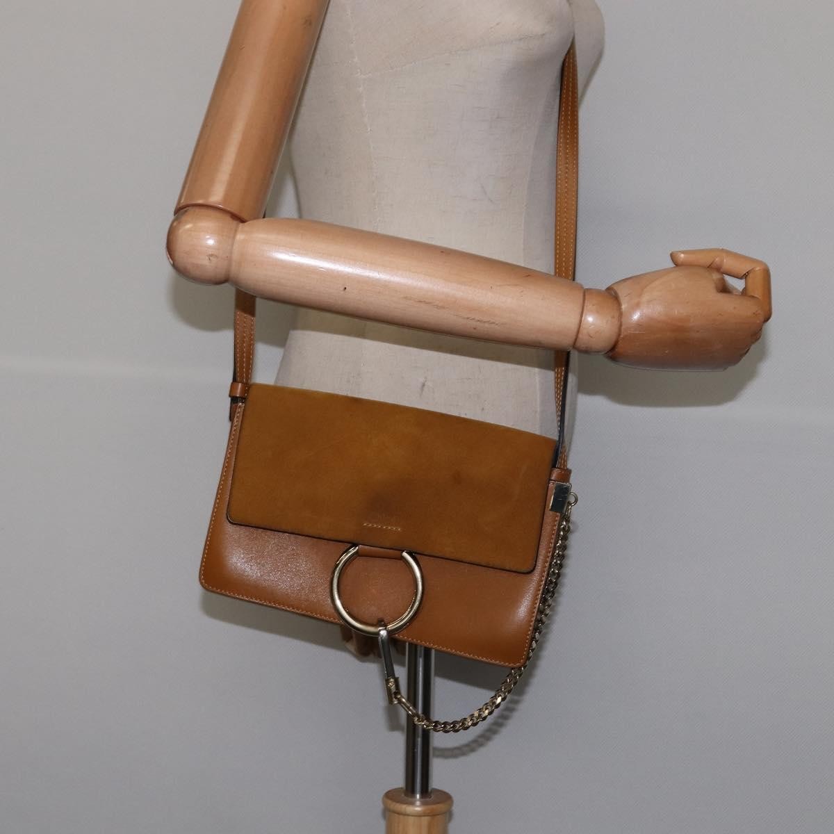 Chloe Faye Shoulder Bag Leather and Suede, BEIGE, SUEDE, Shoulder bag