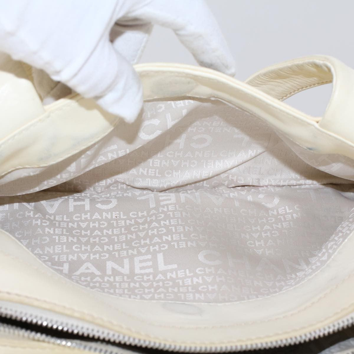 Chanel Vintage Shoulder Bag Canvas, WHITE, CANVAS, Shoulder bag