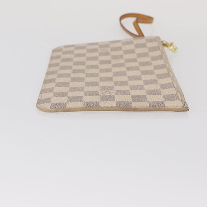 Louis Vuitton Neverfull Pochette Damier, WHITE, CANVAS, Clutche & pouche