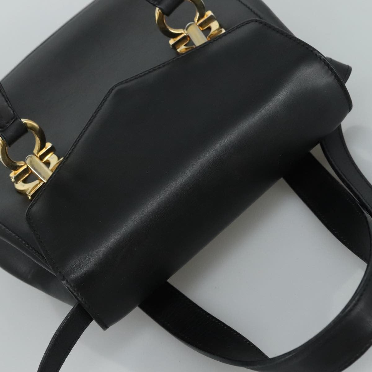 Salvatore Ferragamo Gancini handbag Leather, BLACK, LEATHER, Handbag
