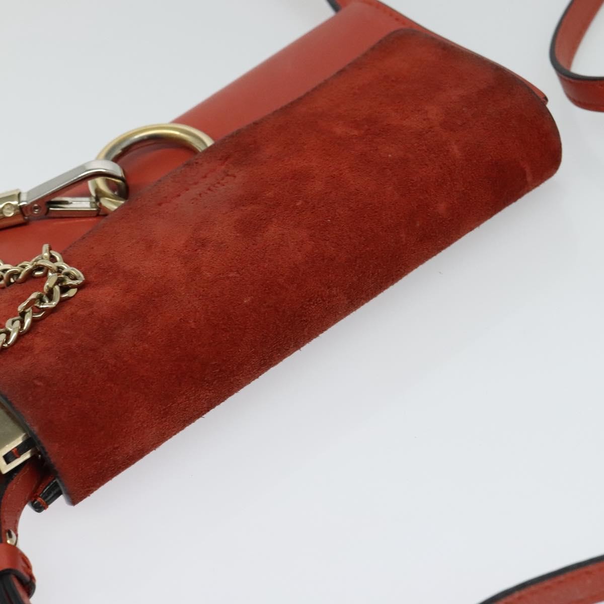 Chloe Faye Shoulder Bag Leather and Suede, Red, Leather, Shoulder Bag
