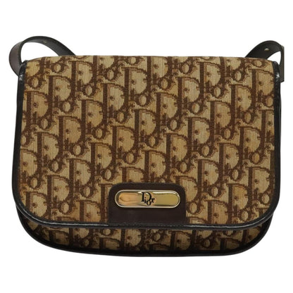Christian Dior Vintage Trotter Flap Shoulder Bag Canvas, BROWN, CANVAS, Shoulder bag
