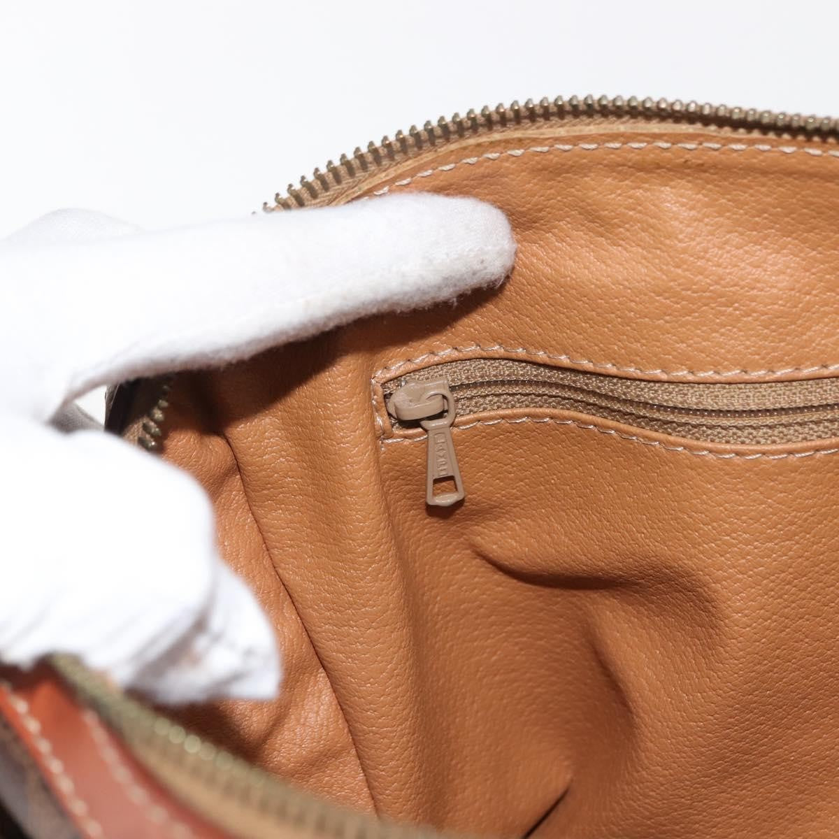 Celine Vintage Macadam Handbag Canvas and Leather, BROWN, CANVAS, Handbag