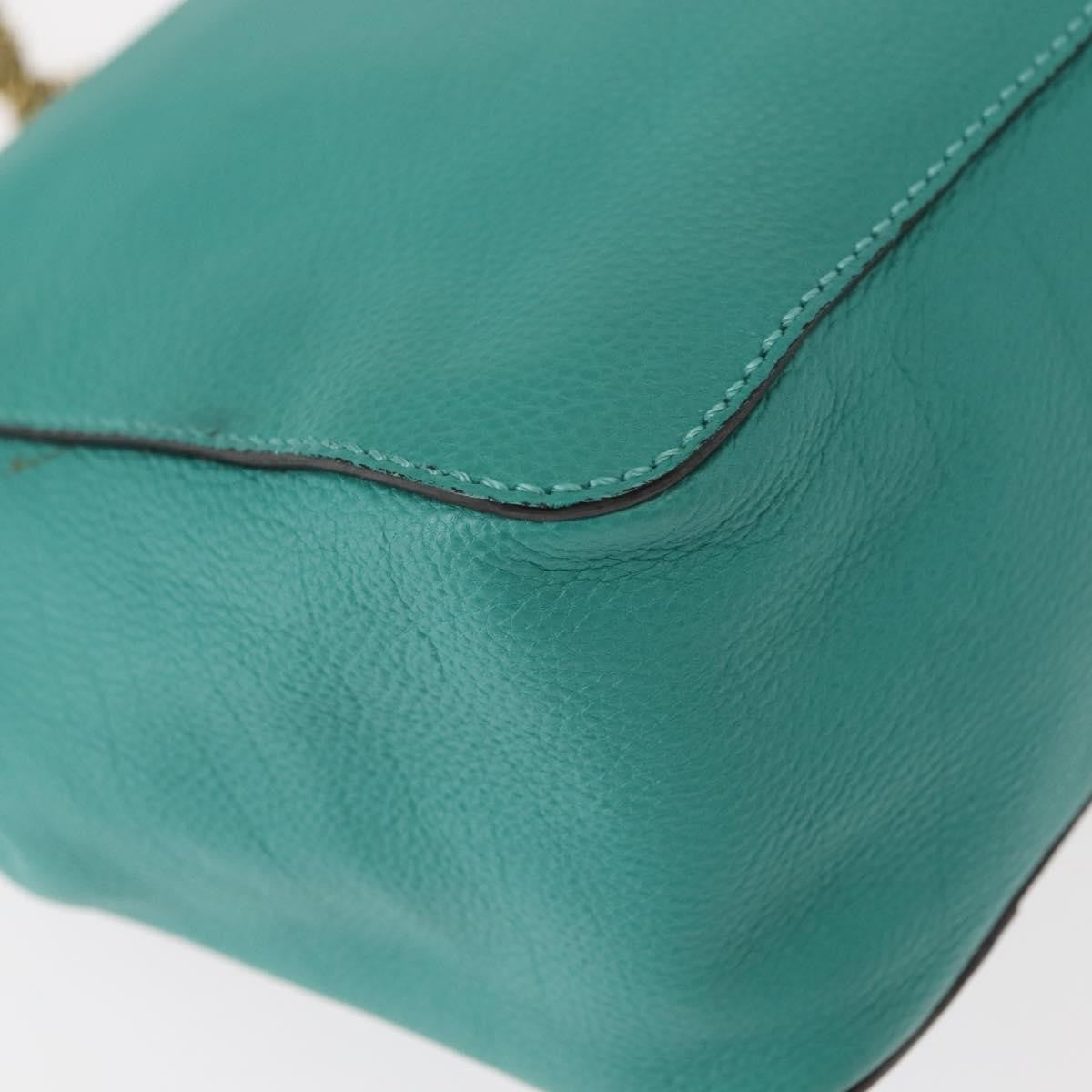 Chloe Elsie Chain Shoulder Bag Leather, TURQUOISE, LEATHER, Shoulder bag