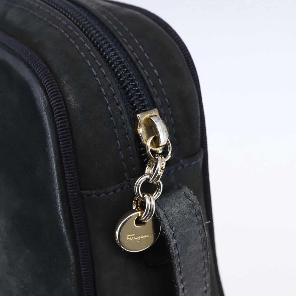 Salvatore Ferragamo Vala Shoulder Bag Suede, NAVY, SUEDE, Shoulder bag