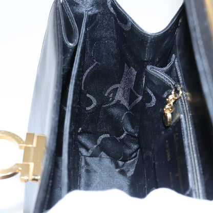 Salvatore Ferragamo Gancini Convertible Top Handle Bag Leather, BLACK, LEATHER, Handbag
