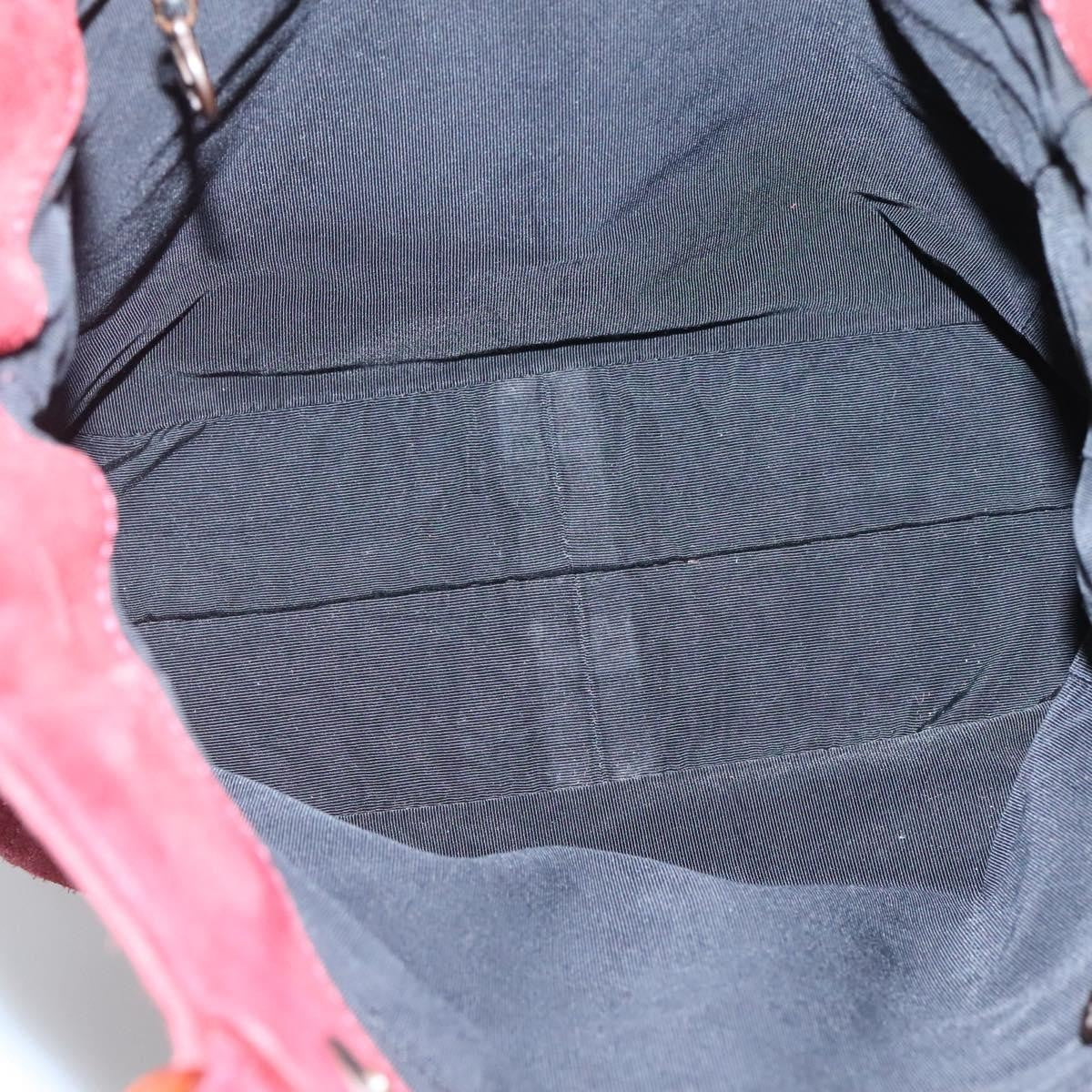 Chanel Vintage Resin Chain Tote Suede, RED, SUEDE, Tote bag