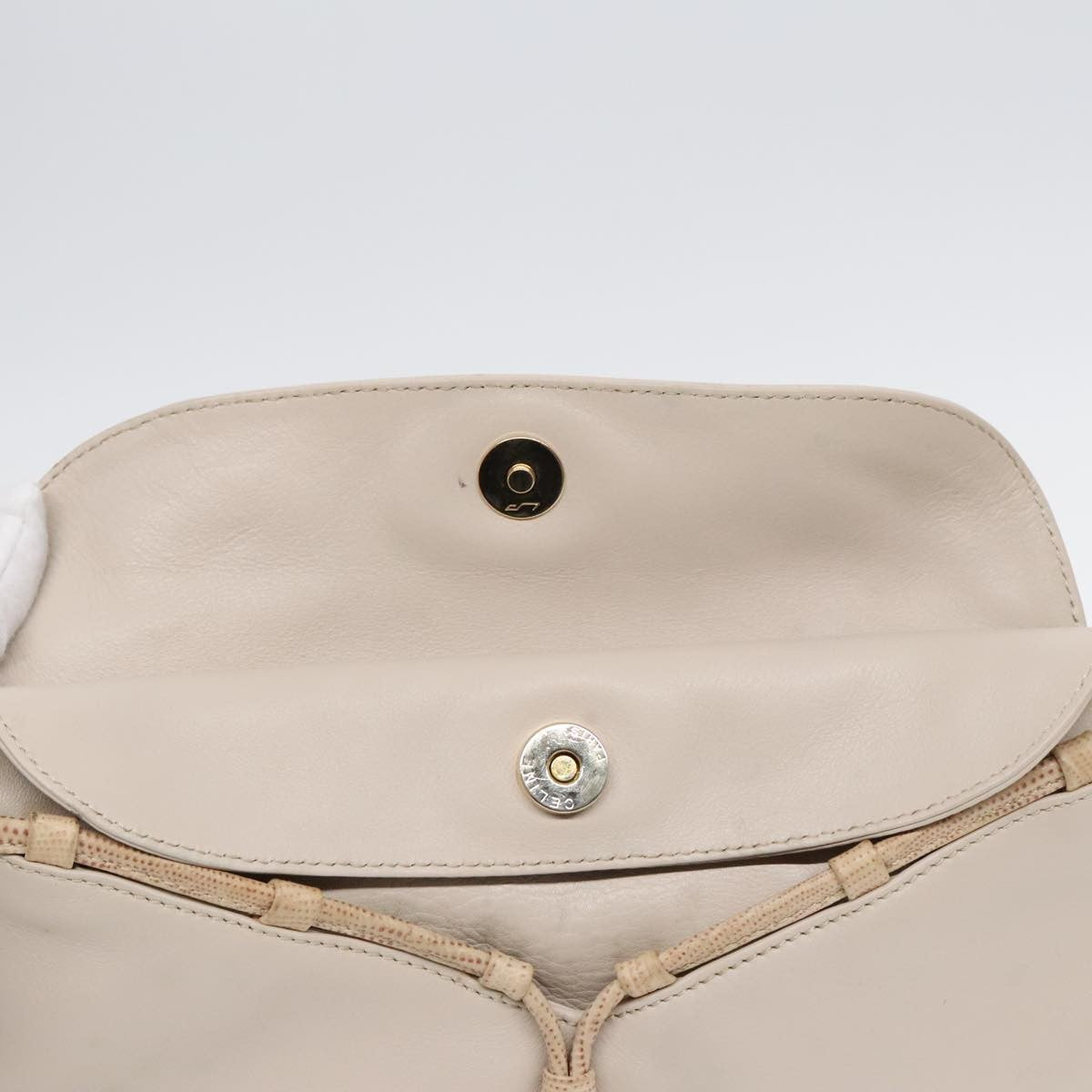 Celine Vintage Shoulder Bag Leather, Beige, Leather, Shoulder Bag