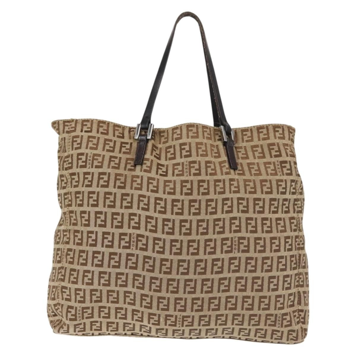 Fendi Vintage Tote Zucca Canvas, BEIGE, CANVAS, Tote bag