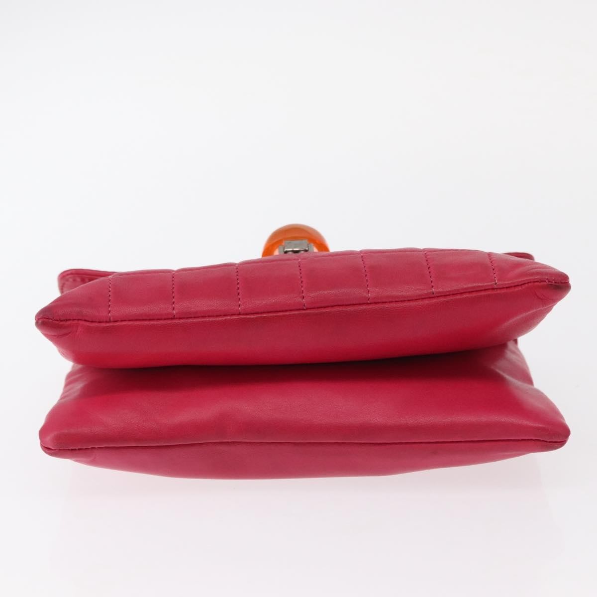 Chanel Chocolate Bar CC Clutch Quilted Leather, PINK, LEATHER, Clutche & pouche