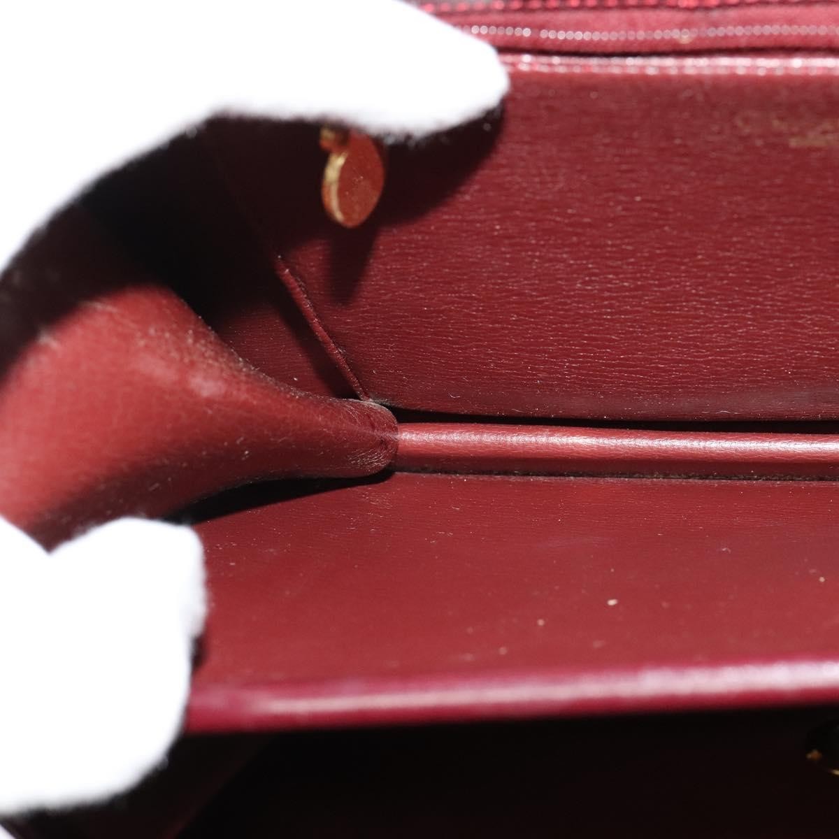 Christian Dior Flap Shoulder Bag Leather, BURGUNDY, LEATHER, Shoulder bag