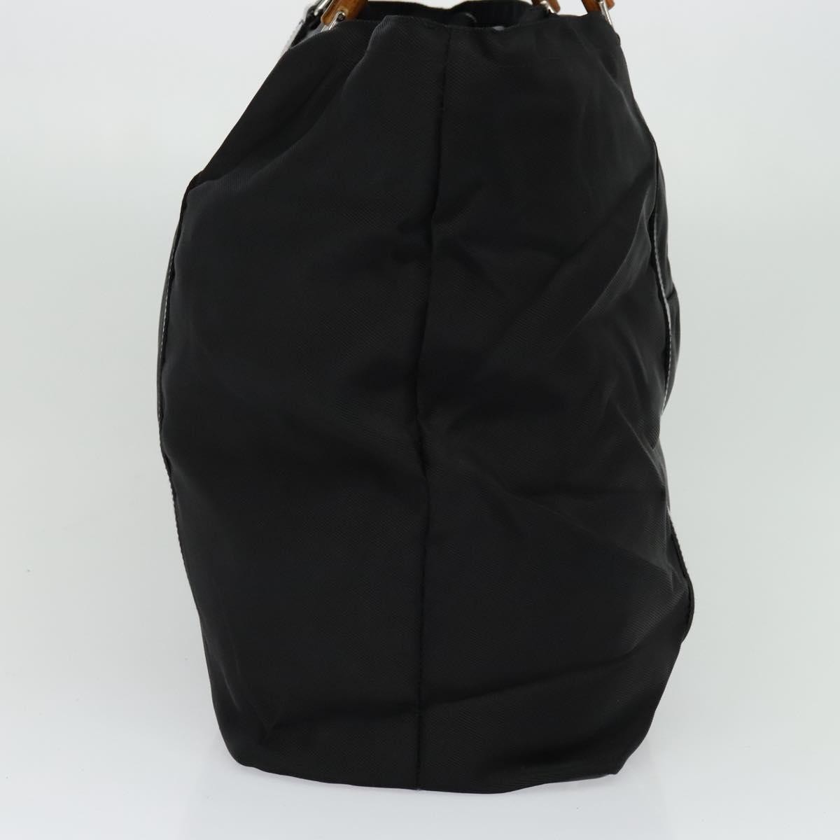 Gucci Vintage Bamboo Handle Tote Nylon, BLACK, NYLON, Tote bag