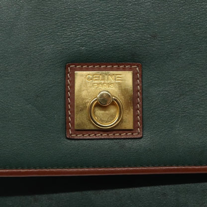 Celine Vintage Triomphe Flap Bag Leather, GREEN, LEATHER, Shoulder bag