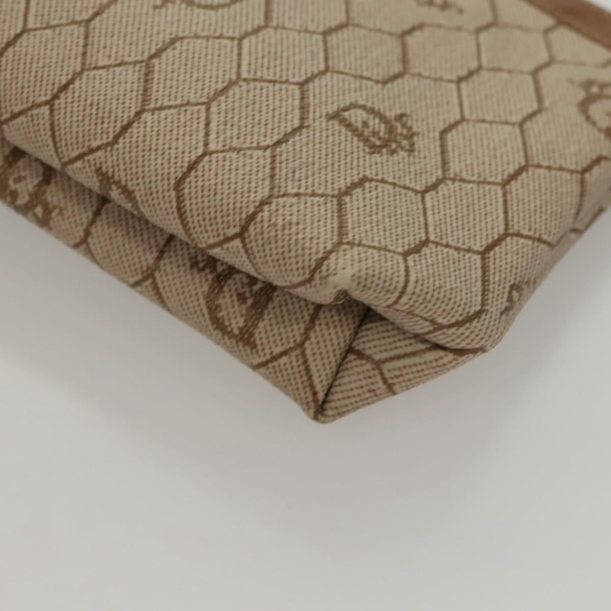 Christian Dior Vintage Honeycomb Zip Pouch Coated Canvas, BEIGE, PVC, Clutche & pouche