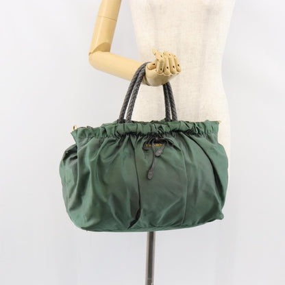 Prada Convertible Bow Tote Tessuto, Green, Nylon, Handbag