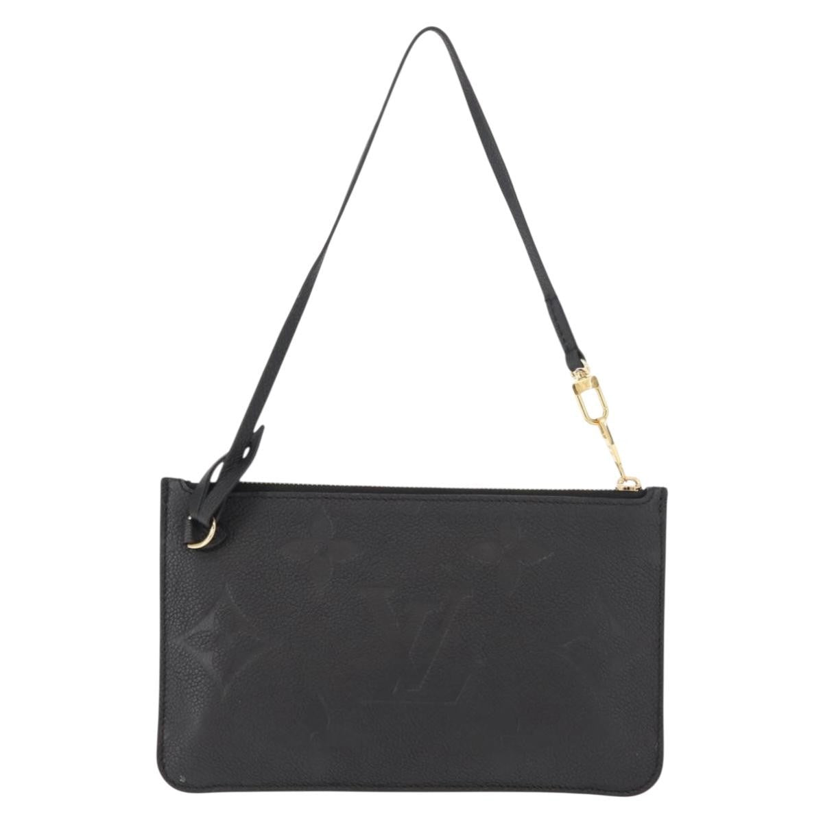 Louis Vuitton Neverfull Pochette Monogram Empreinte Giant, BLACK, LEATHER, Clutche & pouche
