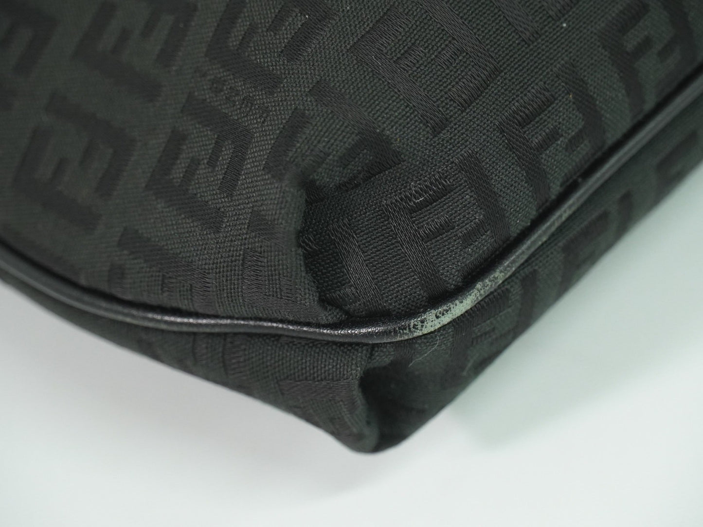 Fendi Vintage Flap Crossbody Bag Zucchino Canvas, BLACK, CANVAS, Shoulder bag