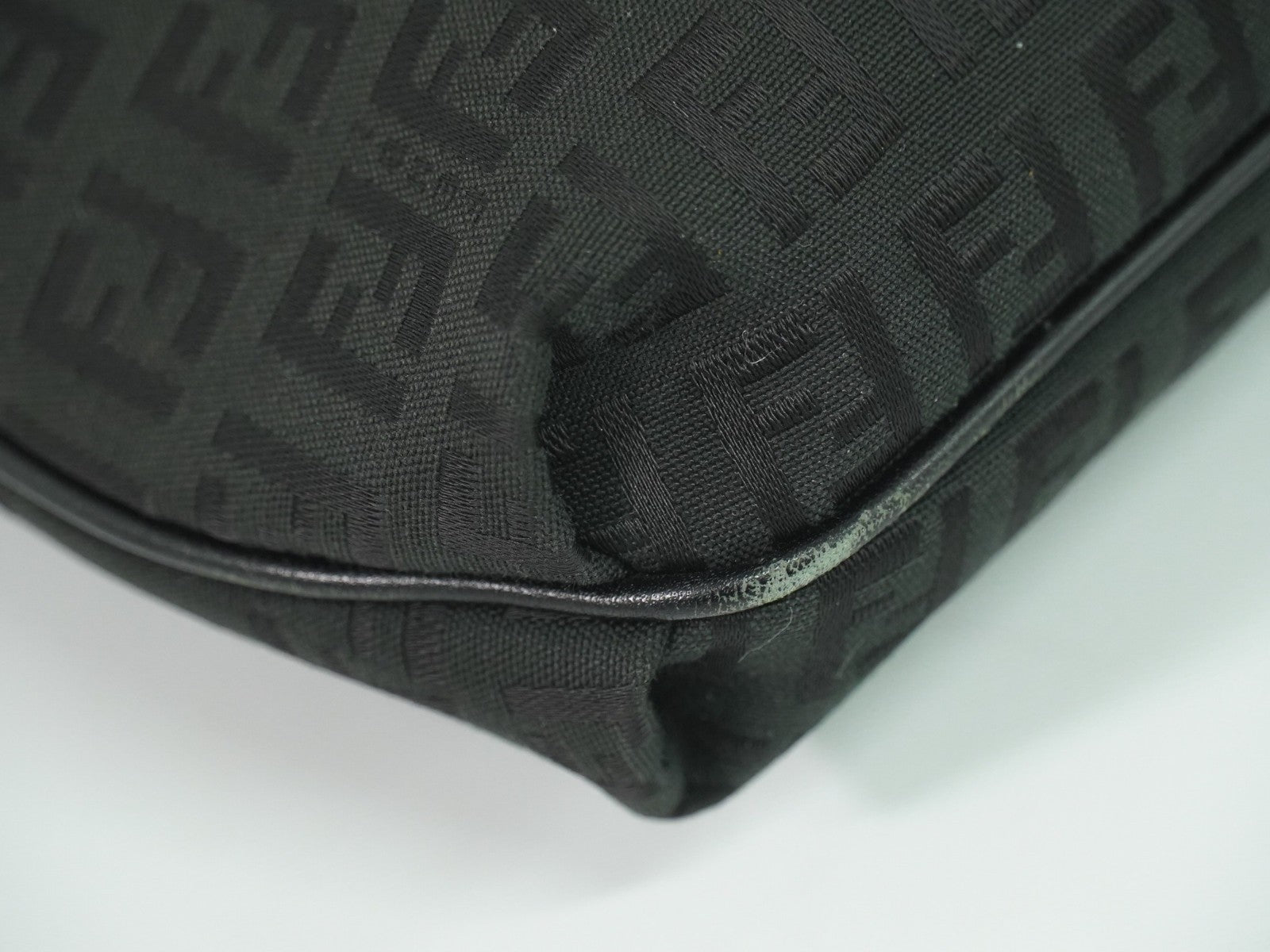 Fendi Vintage Flap Crossbody Bag Zucchino Canvas, BLACK, CANVAS, Shoulder bag