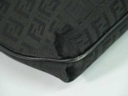 Fendi Vintage Flap Crossbody Bag Zucchino Canvas, BLACK, CANVAS, Shoulder bag