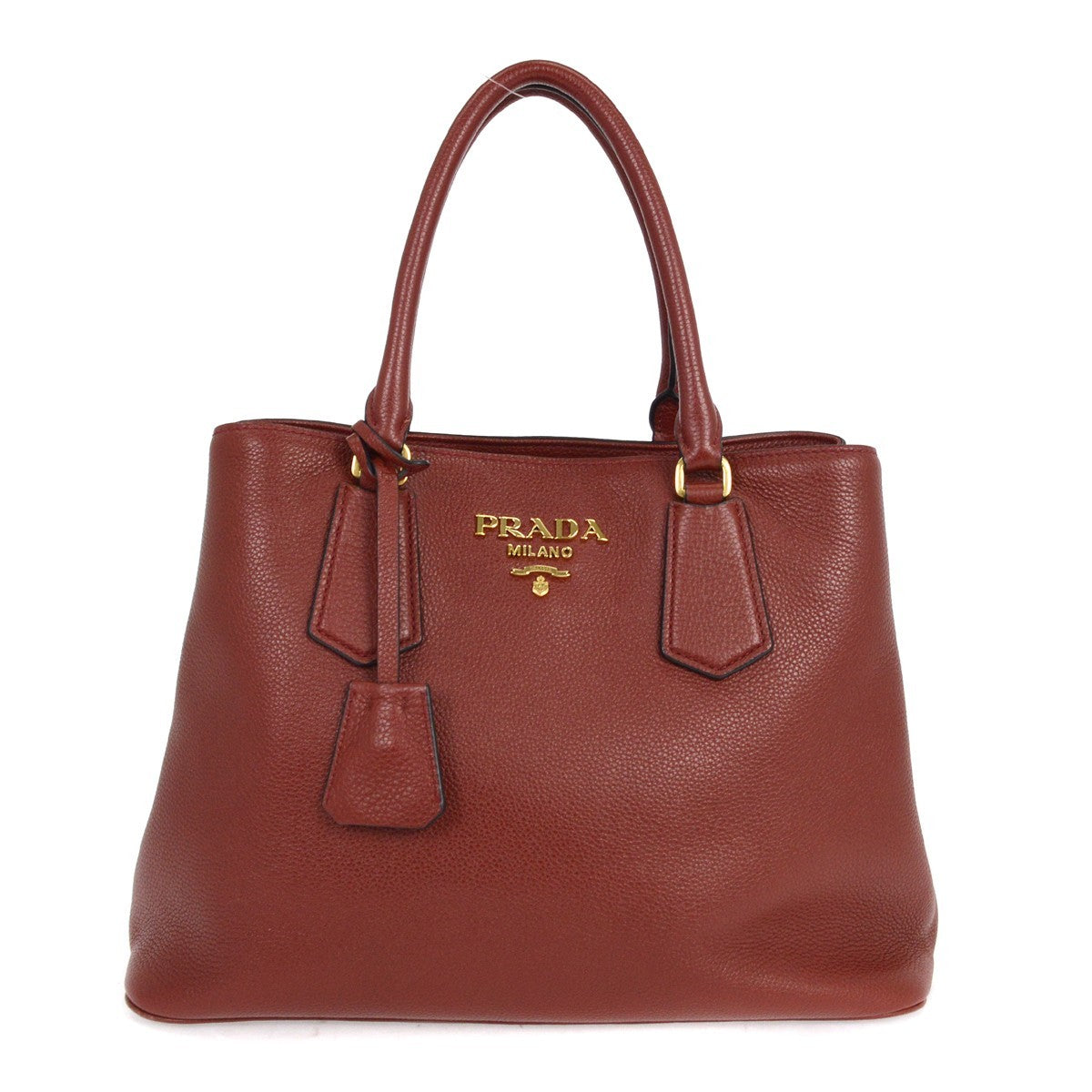 Prada Convertible Shopper Tote Vitello Daino, BURGUNDY, LEATHER, Tote bag