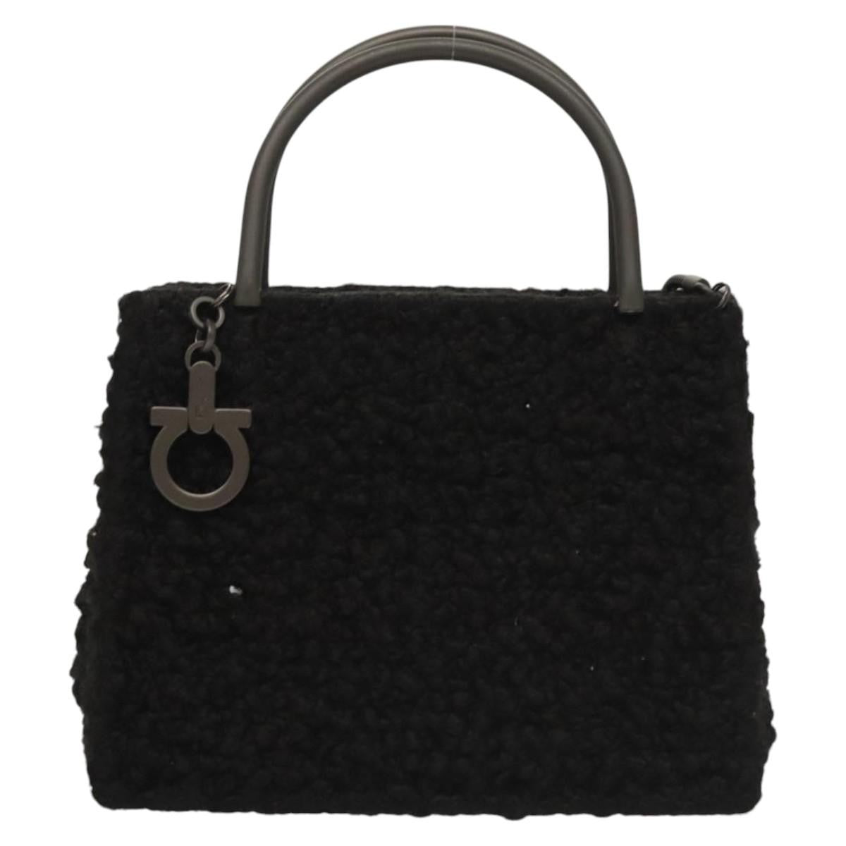 Salvatore Ferragamo Gancini handbag Wool, BLACK, WOOL, Handbag