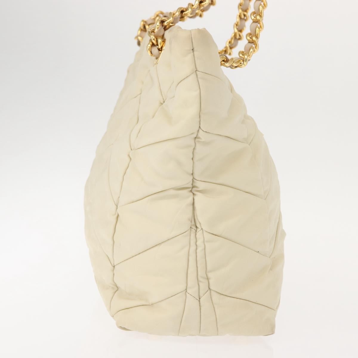 Prada Chain Front Zip Tote Quilted Tessuto, BEIGE, NYLON, Tote bag