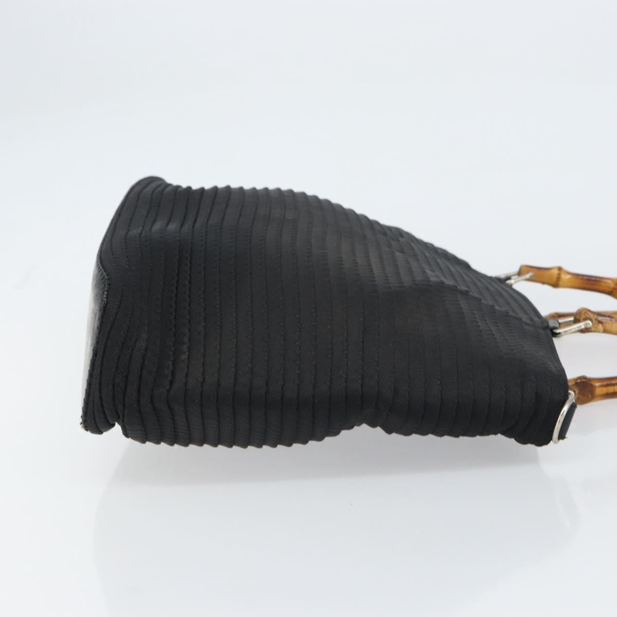 Gucci Vintage Bamboo Handle Bag Nylon, Black, Nylon, Tote Bag
