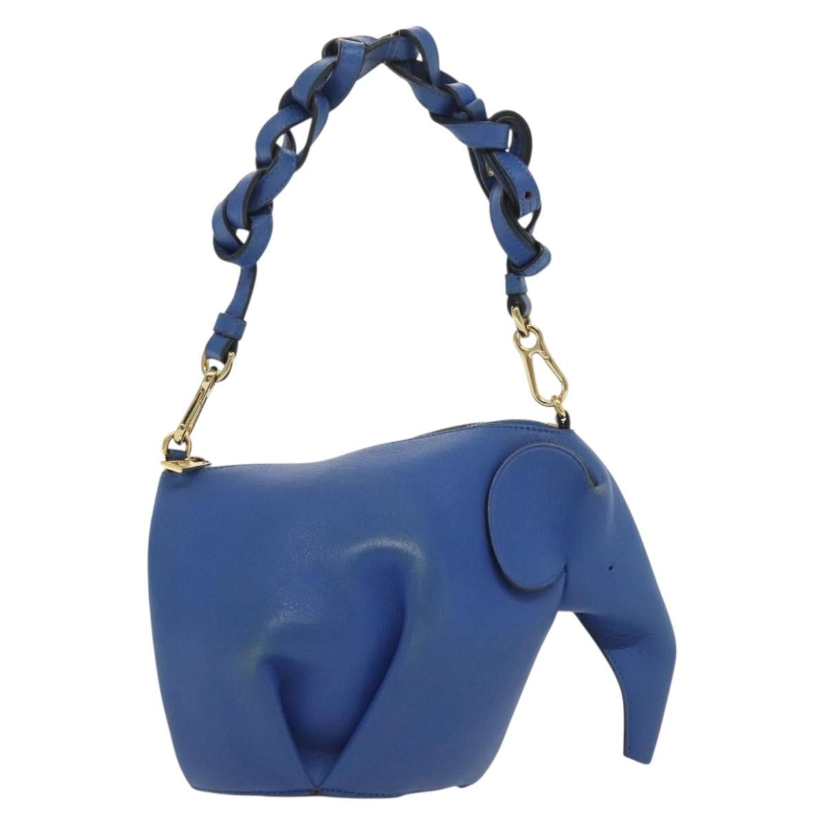 Loewe Elephant Bag Leather, BLUE, LEATHER, Bag