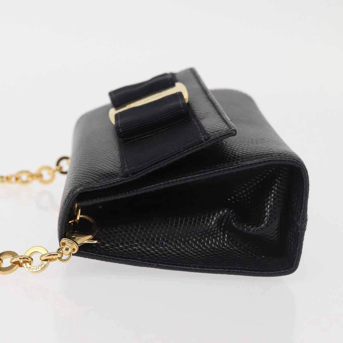 Salvatore Ferragamo Chain Flap Shoulder Bag Leather, BLACK, LEATHER, Shoulder bag