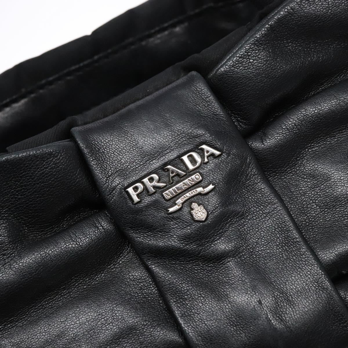Prada Bow Tote Tessuto with Leather, BLACK, NYLON, Tote bag