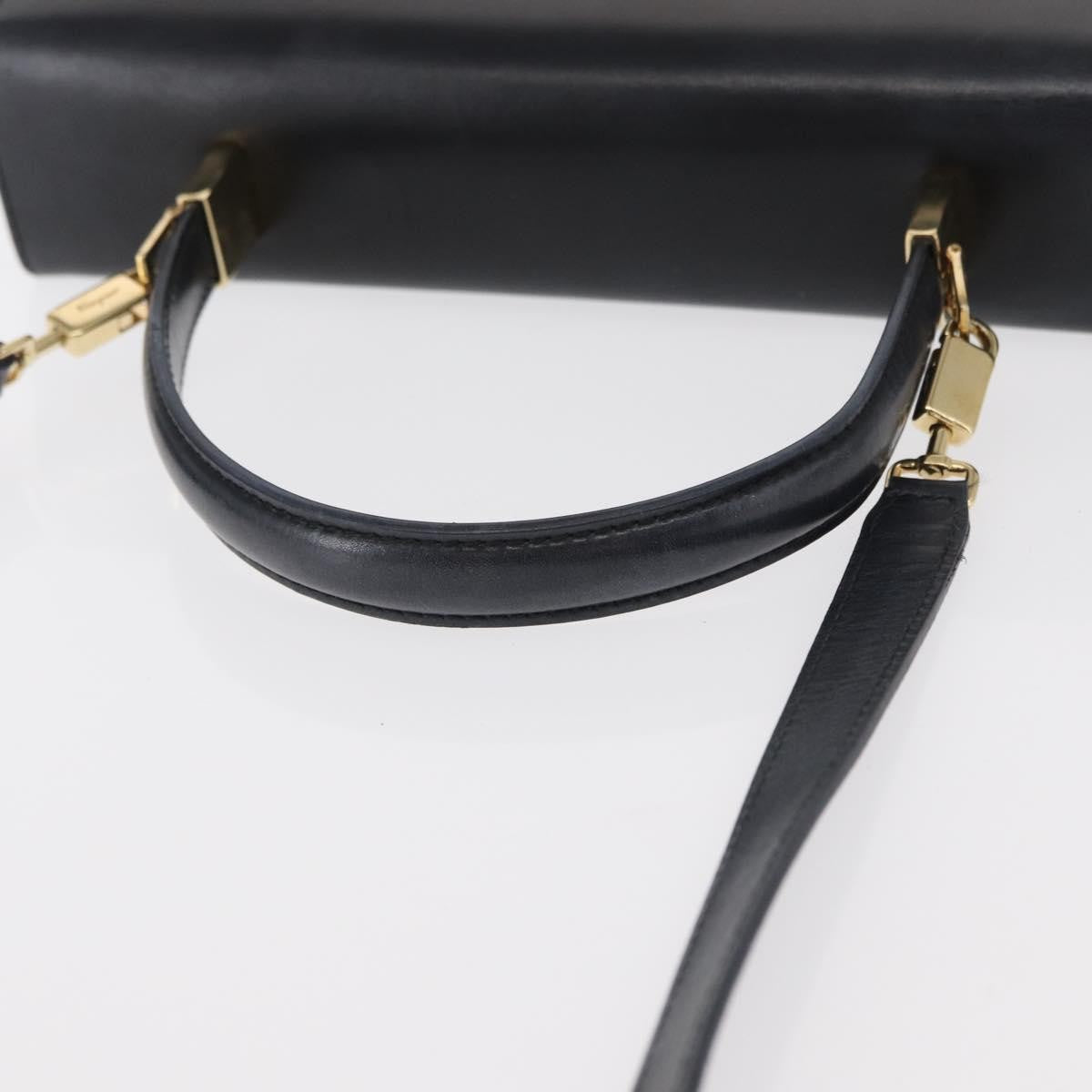 Salvatore Ferragamo Gancini handbag Leather, BLACK, LEATHER, Handbag