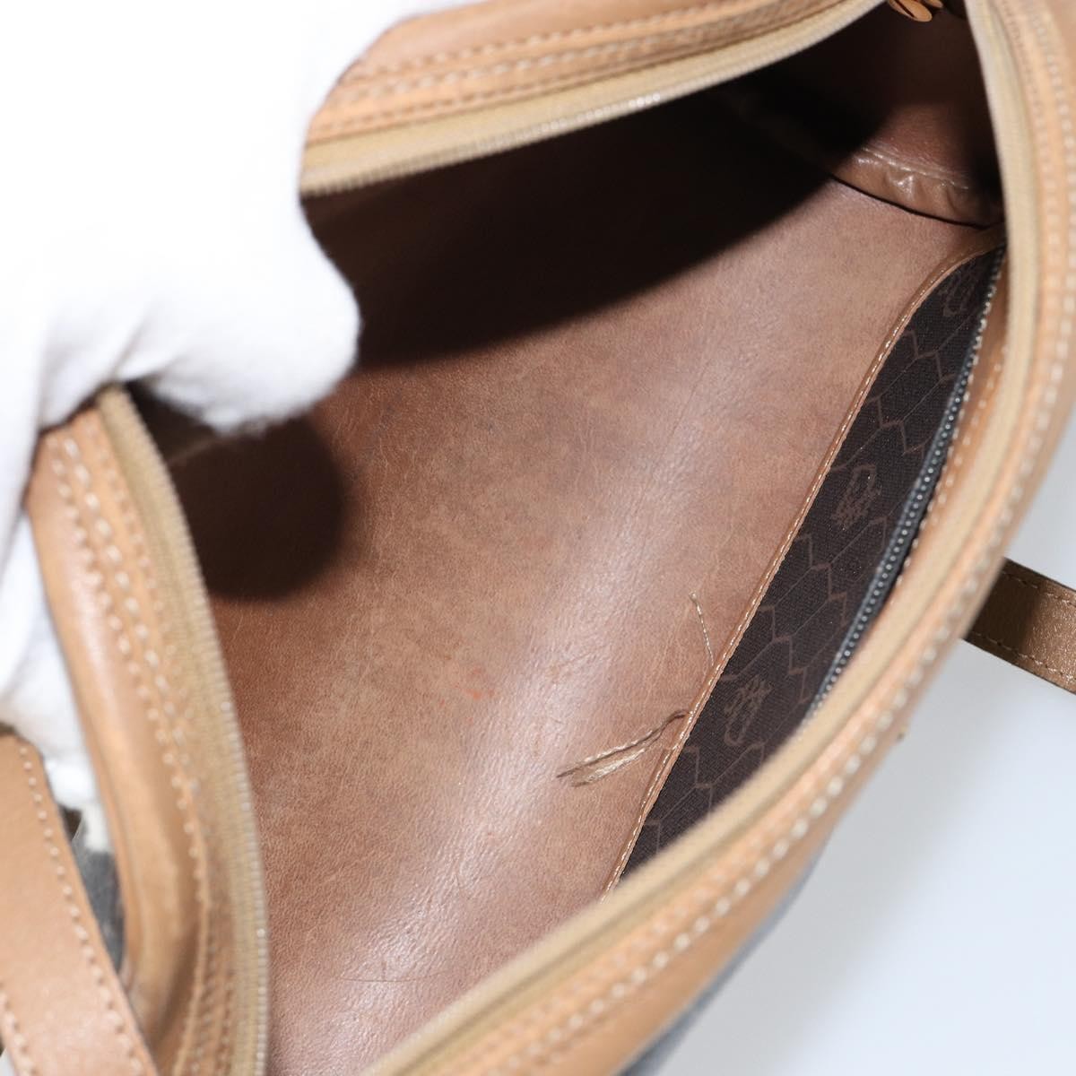 Christian Dior Vintage Honeycomb Shoulder Bag Canvas and Leather, BLACK, CANVAS, Shoulder bag