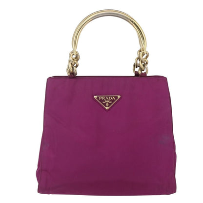 Prada Metal Handles Tote Tessuto, PURPLE, NYLON, Handbag