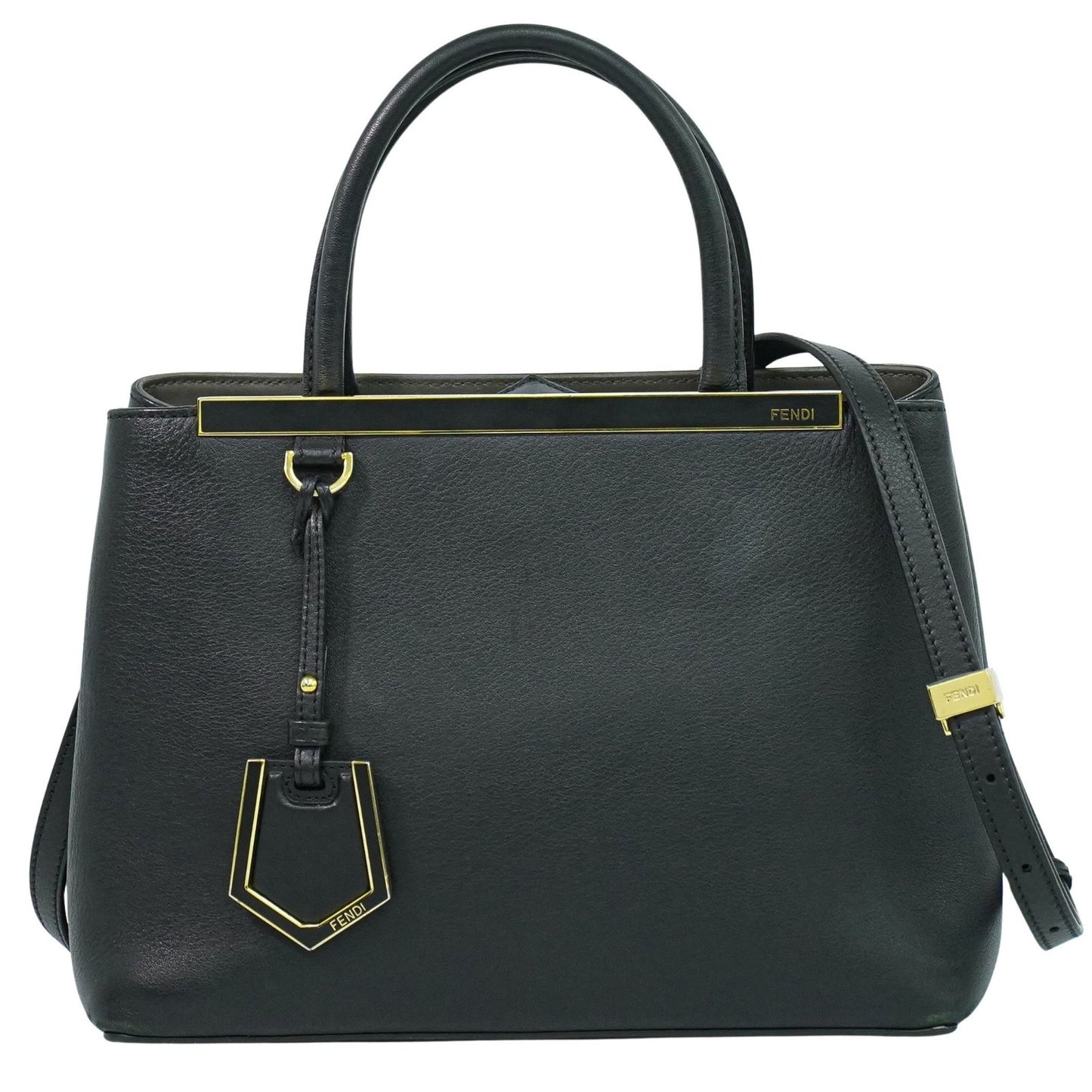 Fendi 2Jours Bag Leather, BLACK, LEATHER, Handbag