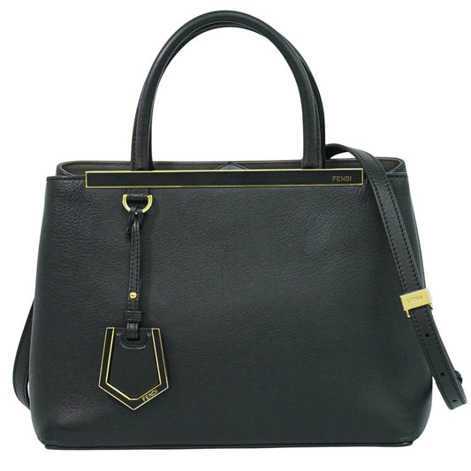 Fendi 2Jours Bag Leather, BLACK, LEATHER, Handbag